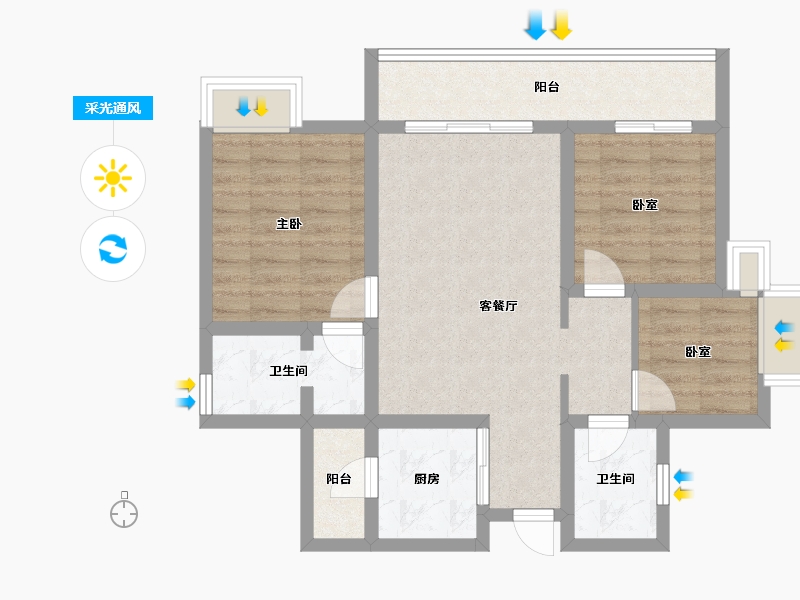 四川省-成都市-辰兴锦城国际-73.55-户型库-采光通风