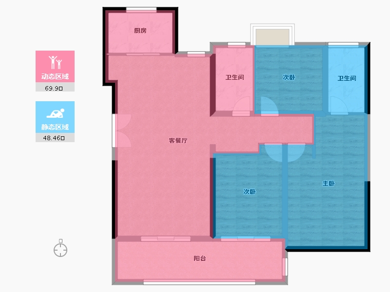 云南省-德宏傣族景颇族自治州-华侨城德宏-106.90-户型库-动静分区