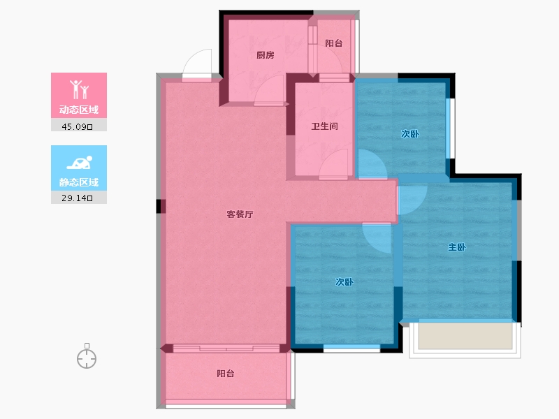 四川省-成都市-西溪里别院-65.69-户型库-动静分区