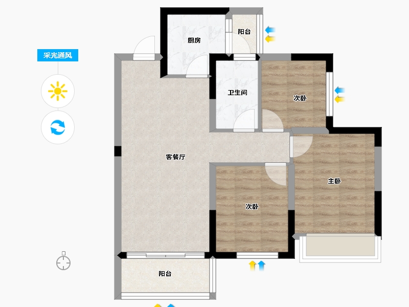 四川省-成都市-西溪里别院-65.69-户型库-采光通风