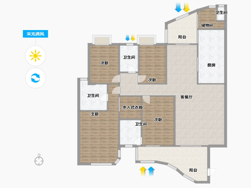 广东省-广州市-汇景新城上城峰境-187.00-户型库-采光通风