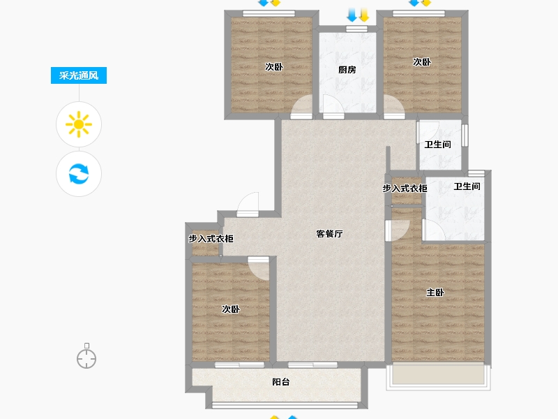 山东省-烟台市-国泰海韵华府-120.00-户型库-采光通风