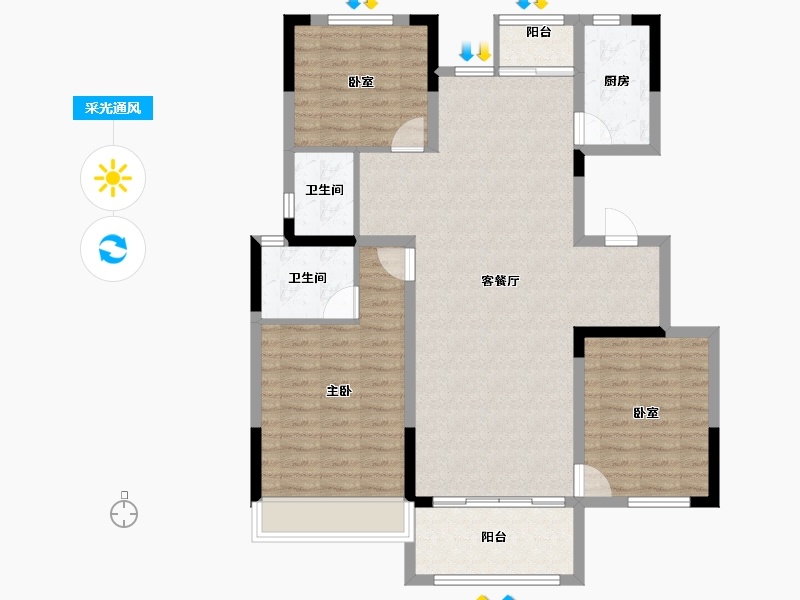 河南省-洛阳市-正商城-103.96-户型库-采光通风