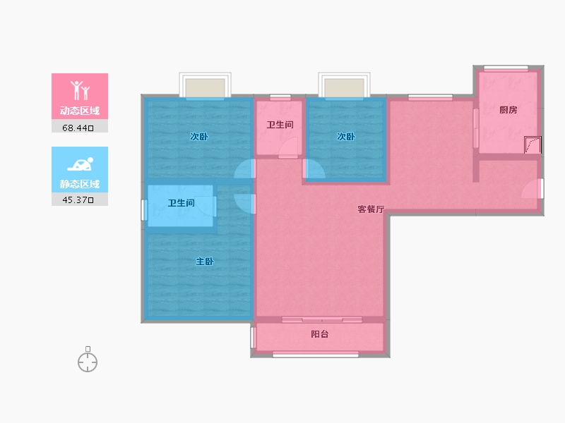 云南省-德宏傣族景颇族自治州-德宏鼎金龙辰花园-100.70-户型库-动静分区