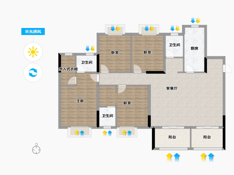 湖北省-襄阳市-民发汉江一品-141.70-户型库-采光通风