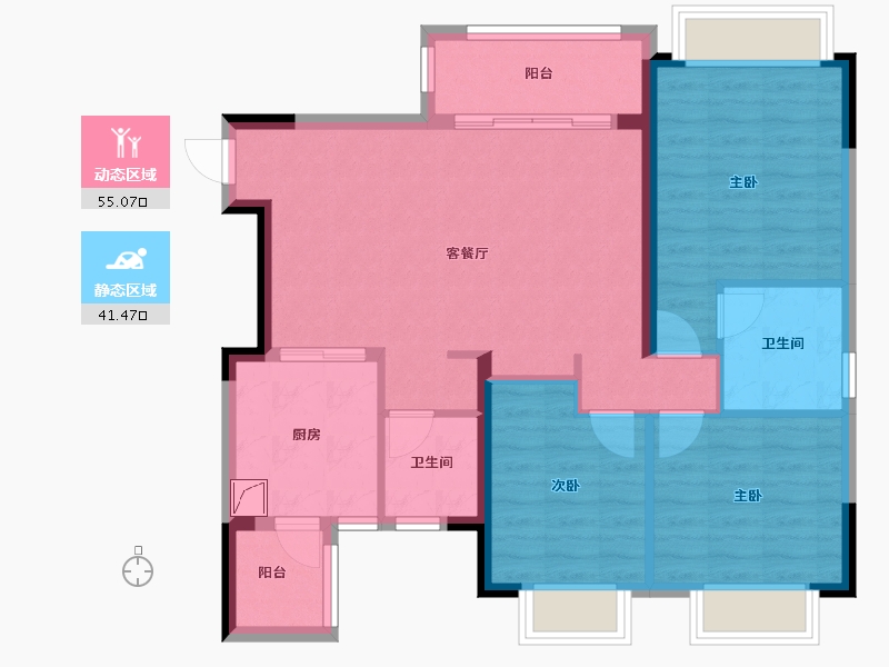 四川省-成都市-恒大御景-86.43-户型库-动静分区