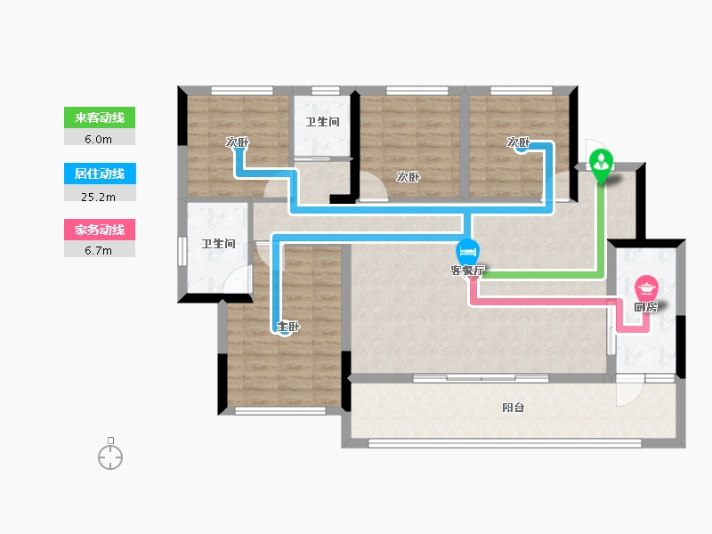 重庆-重庆市-良瑜国际养生谷-105.28-户型库-动静线