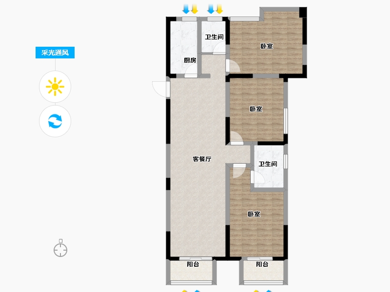 安徽省-马鞍山市-春天学府-113.51-户型库-采光通风