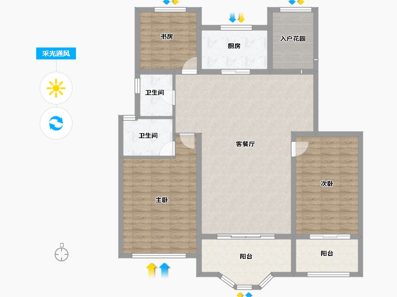 山东省-烟台市-天籁九墅-130.40-户型库-采光通风