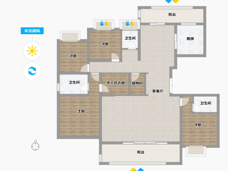 云南省-德宏傣族景颇族自治州-天沐华府-160.38-户型库-采光通风