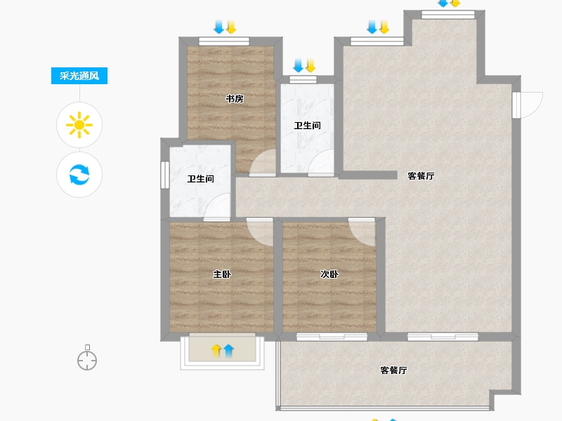 山东省-烟台市-大栖地-89.61-户型库-采光通风