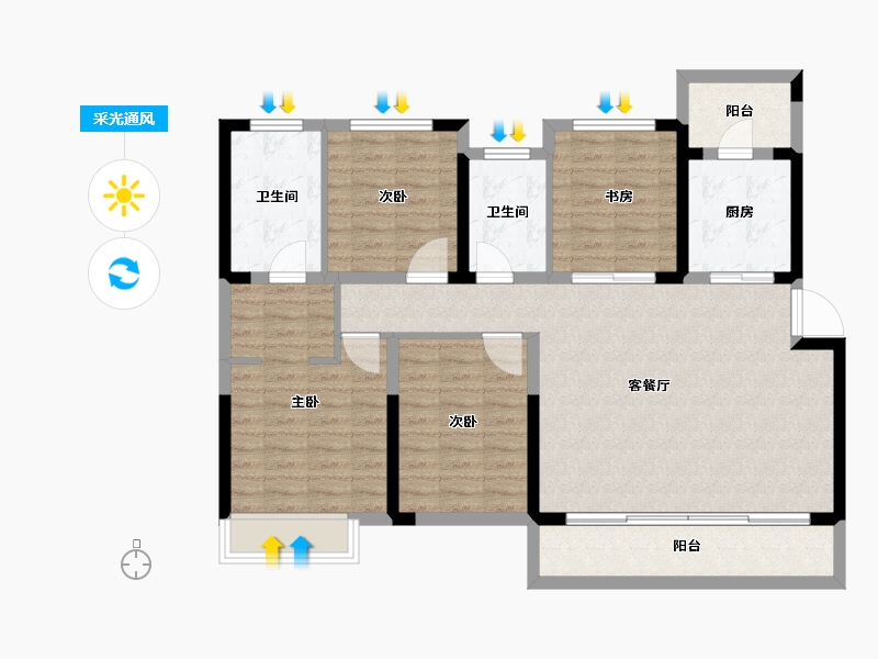 四川省-成都市-光明蓉府-107.99-户型库-采光通风