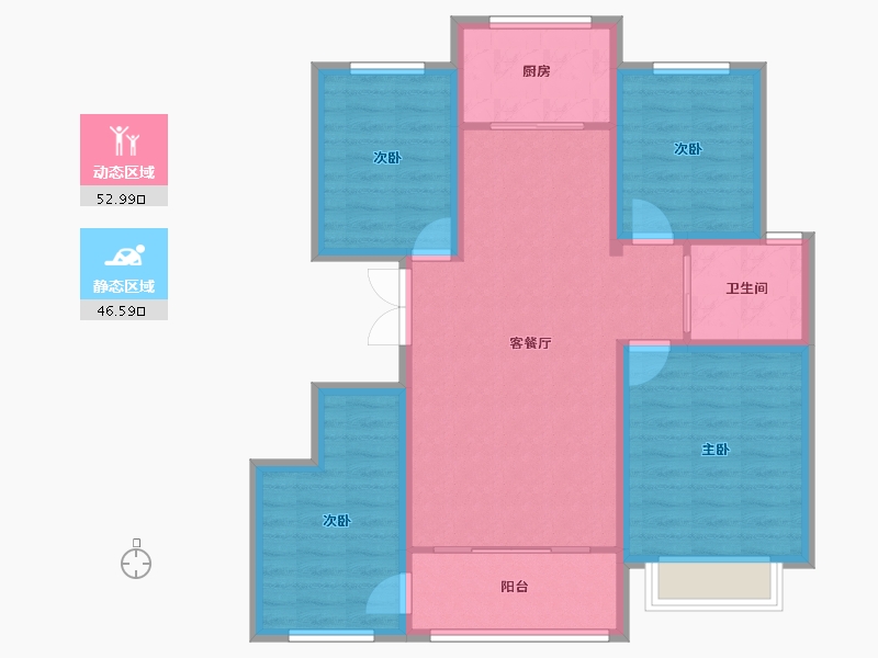 新疆维吾尔自治区-喀什地区-深喀东院-87.00-户型库-动静分区