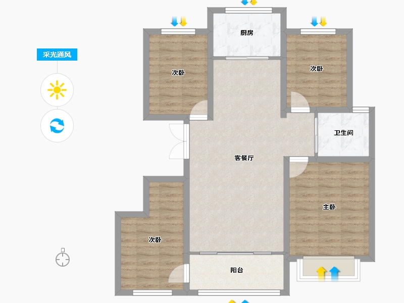 新疆维吾尔自治区-喀什地区-深喀东院-87.00-户型库-采光通风