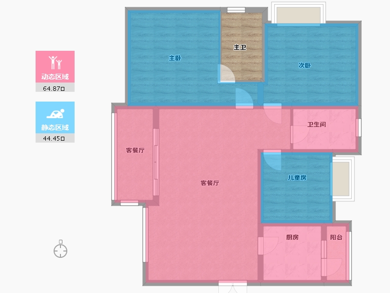 四川省-成都市-鹭湖宫19区长河湾-103.70-户型库-动静分区