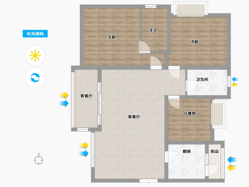 四川省-成都市-鹭湖宫19区长河湾-103.70-户型库-采光通风