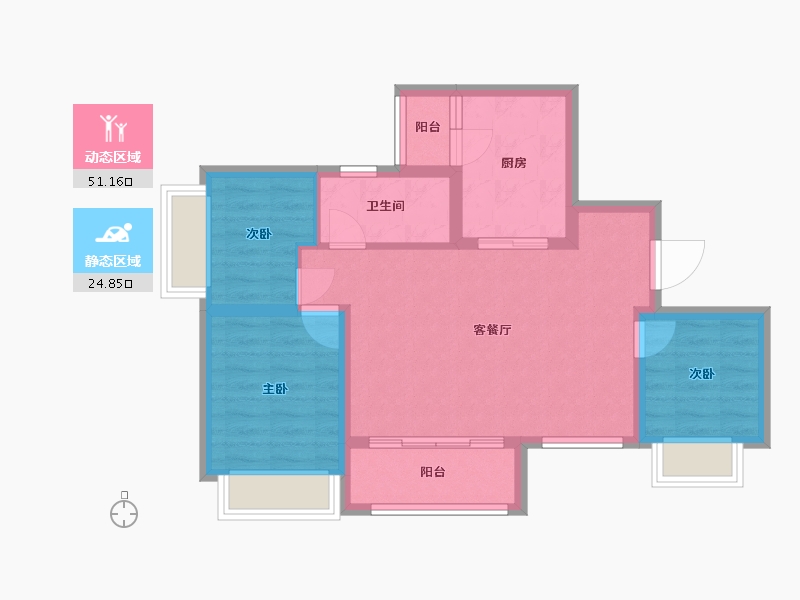 四川省-成都市-金科集美星宸-67.57-户型库-动静分区