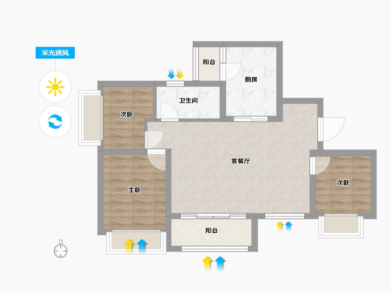 四川省-成都市-金科集美星宸-67.57-户型库-采光通风