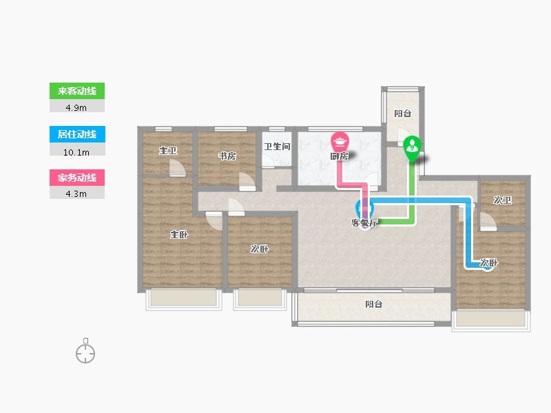 四川省-成都市-雅居乐锦尚雅宸-130.47-户型库-动静线