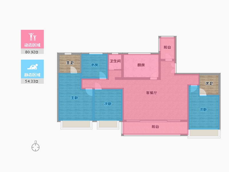 四川省-成都市-雅居乐锦尚雅宸-130.47-户型库-动静分区