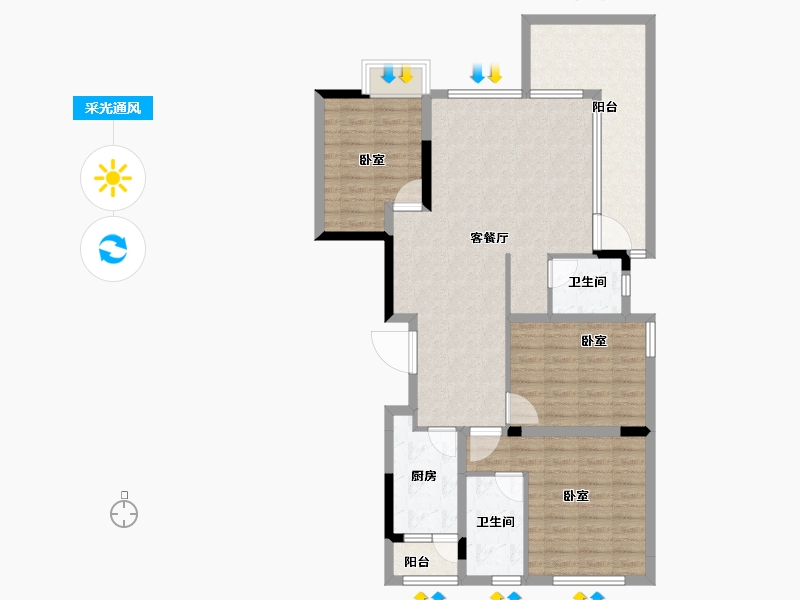 四川省-成都市-云溪宸居-100.16-户型库-采光通风