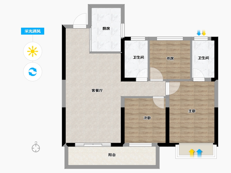 四川省-成都市-光明蓉府-86.39-户型库-采光通风