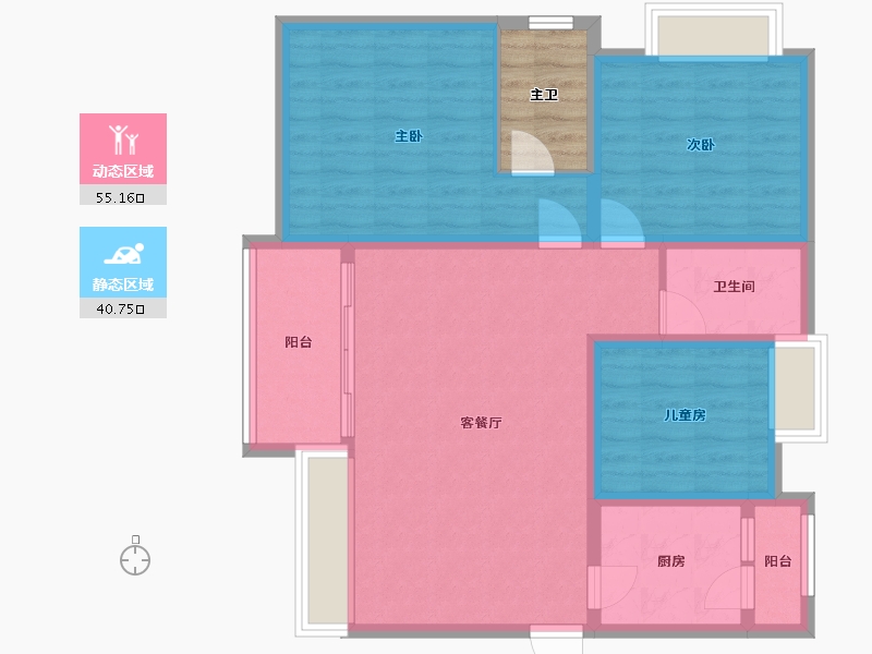 四川省-成都市-鹭湖宫19区长河湾-89.74-户型库-动静分区