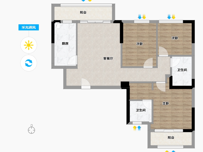 福建省-漳州市-信和御龙天下-84.80-户型库-采光通风