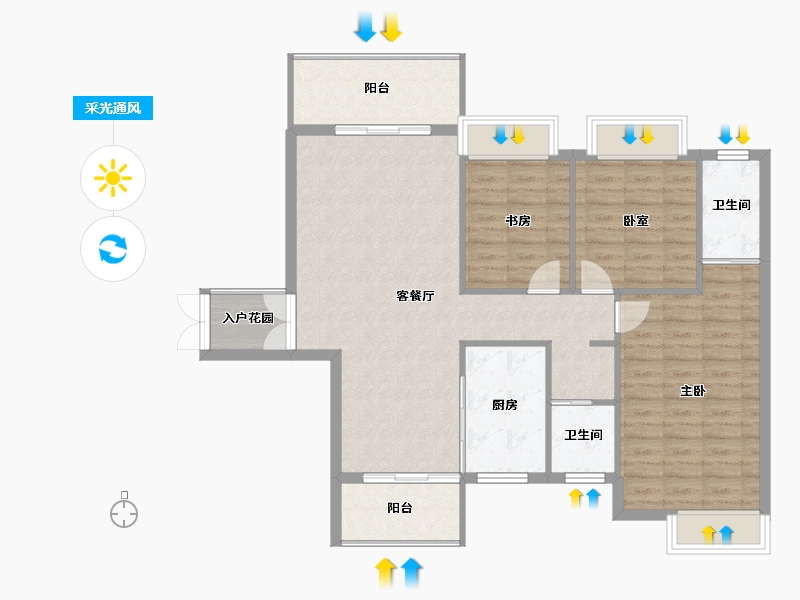 湖南省-邵阳市-阳光公园里-101.26-户型库-采光通风