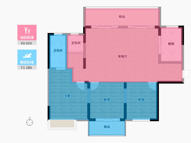 湖南省-邵阳市-阳光公园里-109.71-户型库-动静分区