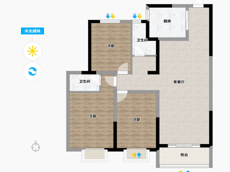 山东省-德州市-双企·龙城和悦府-107.00-户型库-采光通风