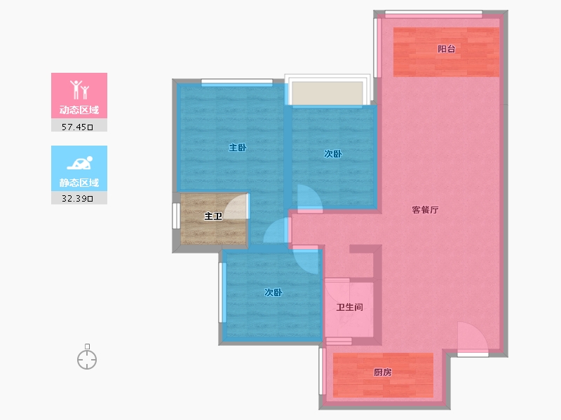 四川省-成都市-鹭湖宫19区长河湾-84.00-户型库-动静分区