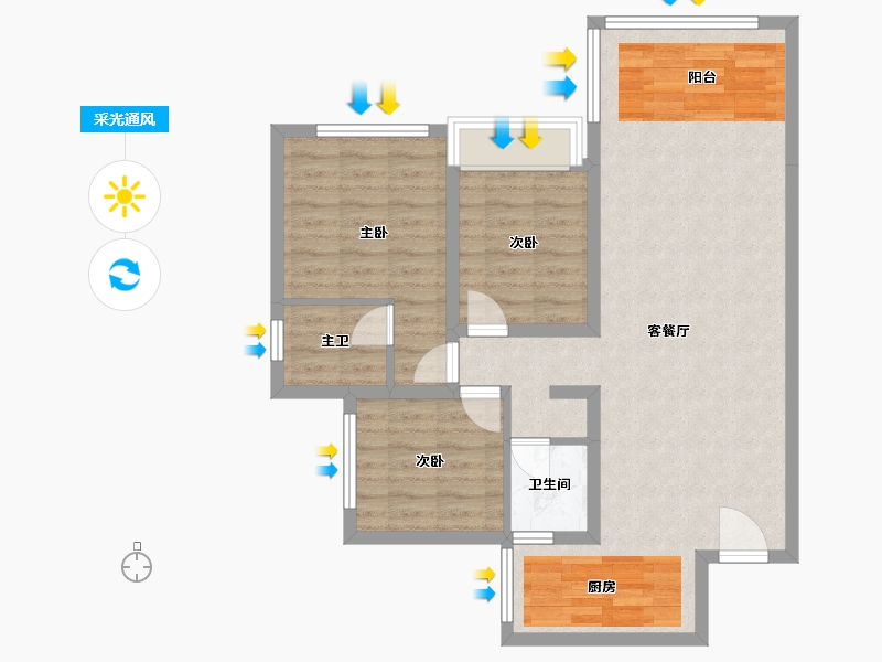 四川省-成都市-鹭湖宫19区长河湾-84.00-户型库-采光通风