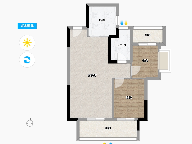 江苏省-镇江市-海伦堡云麓小院-61.00-户型库-采光通风