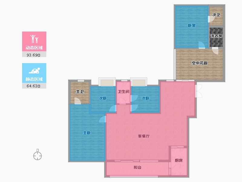 四川省-成都市-鹭湖宫19区长河湾-177.33-户型库-动静分区