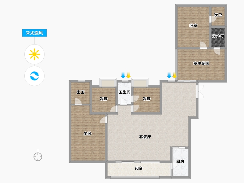 四川省-成都市-鹭湖宫19区长河湾-177.33-户型库-采光通风