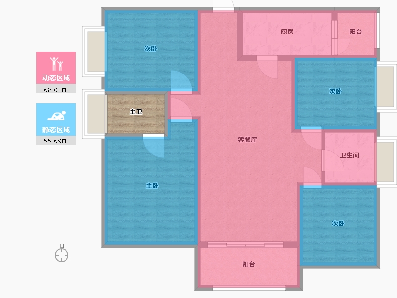 四川省-成都市-鹭湖宫19区长河湾-114.93-户型库-动静分区