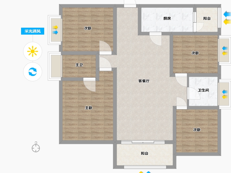 四川省-成都市-鹭湖宫19区长河湾-114.93-户型库-采光通风