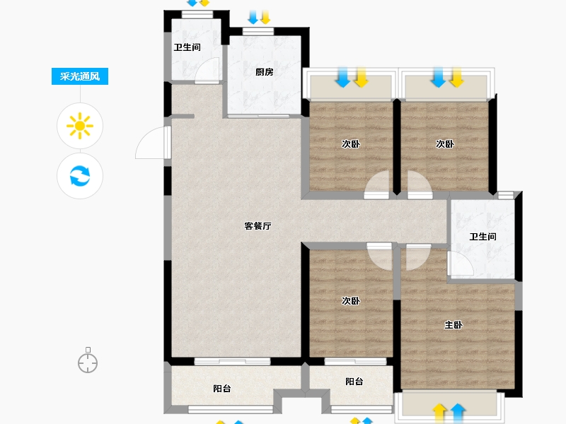 安徽省-巢湖市-明发江湾新城-102.44-户型库-采光通风