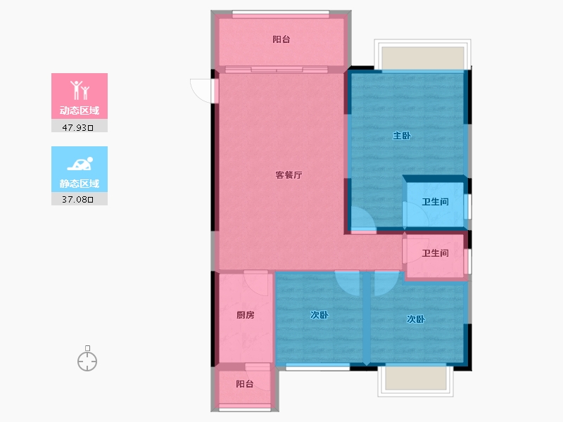 四川省-成都市-建泰御嘉花苑-75.60-户型库-动静分区