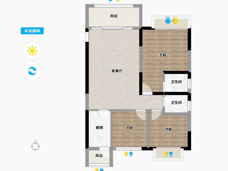 四川省-成都市-建泰御嘉花苑-75.60-户型库-采光通风