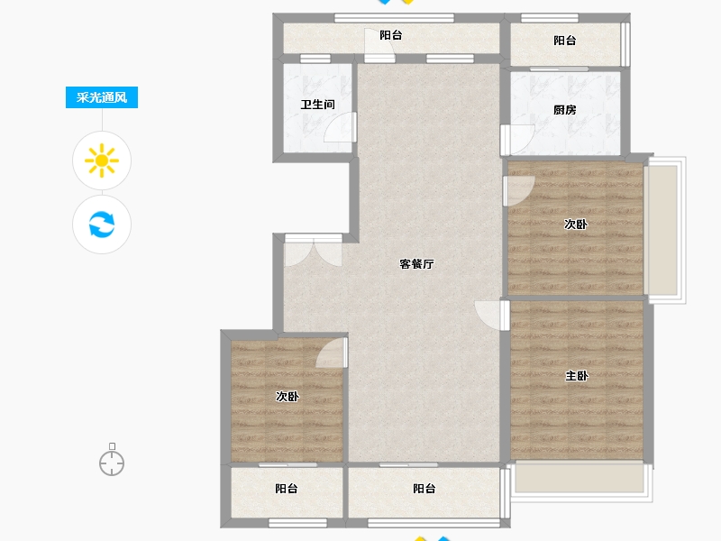 浙江省-温州市-国鸿锦悦府西苑-120.00-户型库-采光通风