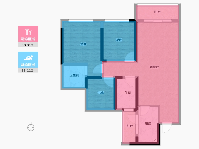 四川省-宜宾市-世茂金座云锦-72.36-户型库-动静分区