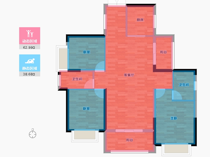 湖南省-邵阳市-广达上邦华府-91.56-户型库-动静分区