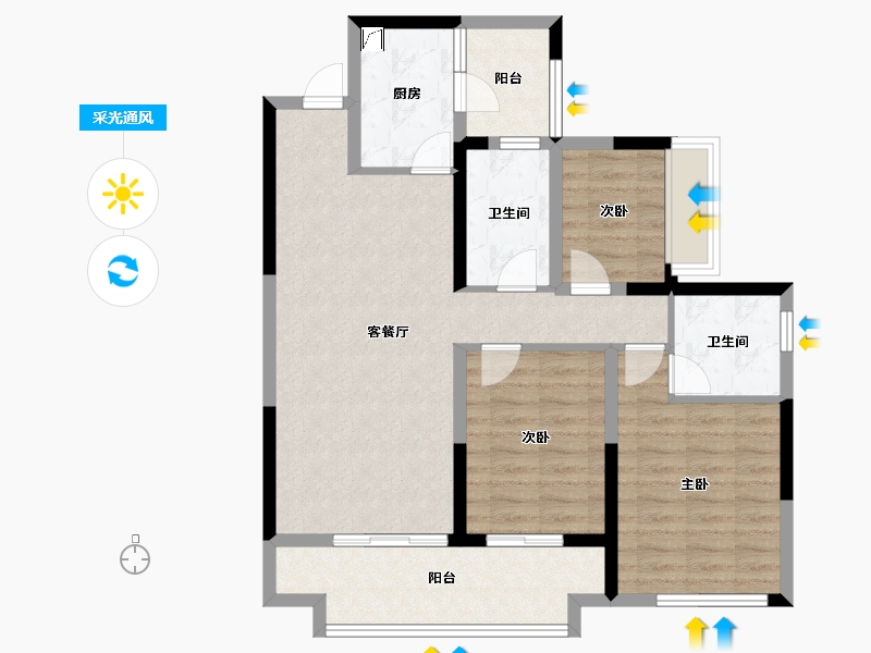 四川省-宜宾市-华润公园九里-89.14-户型库-采光通风