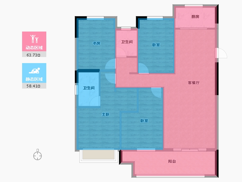 湖北省-襄阳市-房投翰林府-111.17-户型库-动静分区