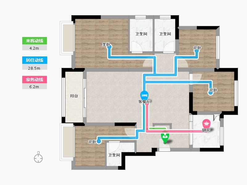 江苏省-苏州市-伴湖雅苑-109.89-户型库-动静线