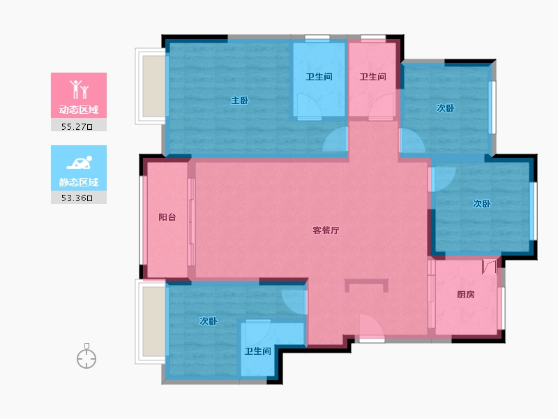 江苏省-苏州市-伴湖雅苑-109.89-户型库-动静分区