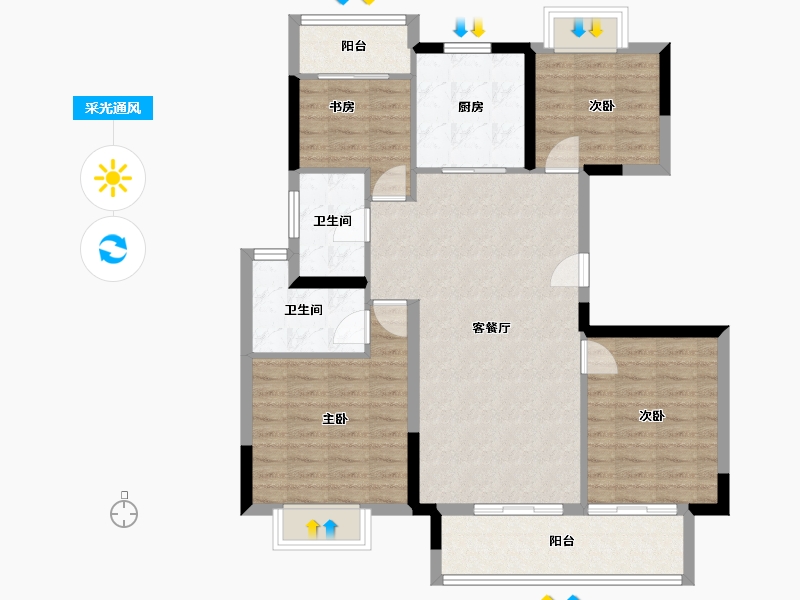 江苏省-镇江市-海伦堡云麓小院-100.00-户型库-采光通风