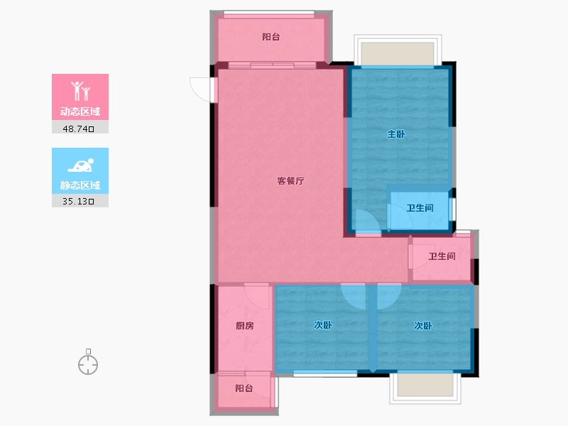 四川省-成都市-建泰御嘉花苑-74.66-户型库-动静分区